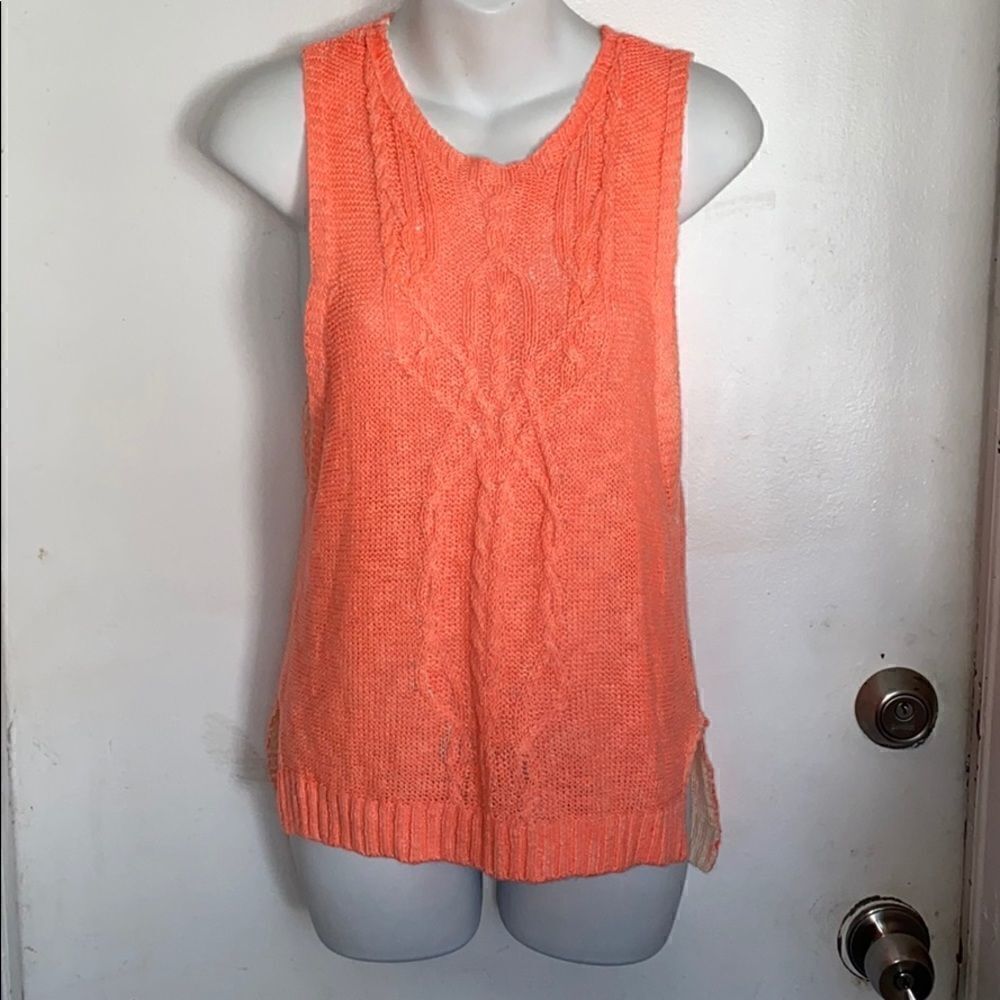 TOBI Neón Orange Cable Knit Tank Top-S